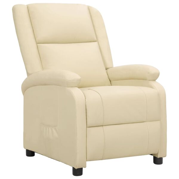 vidaXL Fauteuil Cr&egrave;me Cuir v&eacute;ritable