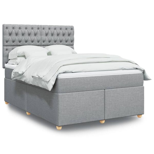 vidaXL Sommier &agrave; lattes de lit avec matelas Gris clair 160x200cm Tissu