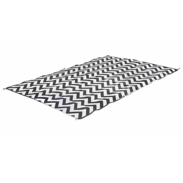 Bo-Camp Tapis d'ext&eacute;rieur Chill mat Wave 2x1,8 m M noir et blanc