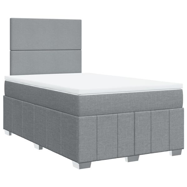 vidaXL Sommier &agrave; lattes de lit avec matelas Gris clair 120x200cm Tissu