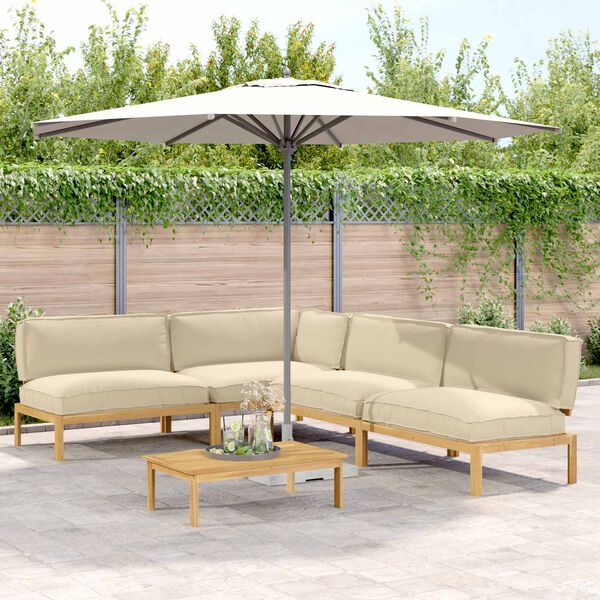 vidaXL Ensemble de Canap&eacute;s Uni 5 pcs Beige Bois d'Acacia Massif