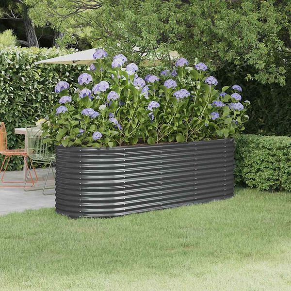 vidaXL Lit sur&eacute;lev&eacute; de jardin Acier galvanis&eacute; Anthracite