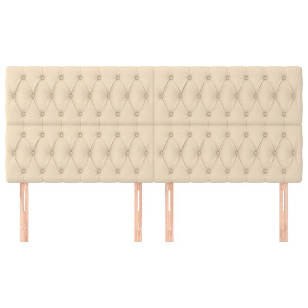 vidaXL T&ecirc;te de lit Cr&egrave;me 200x7x118/128 cm Tissu