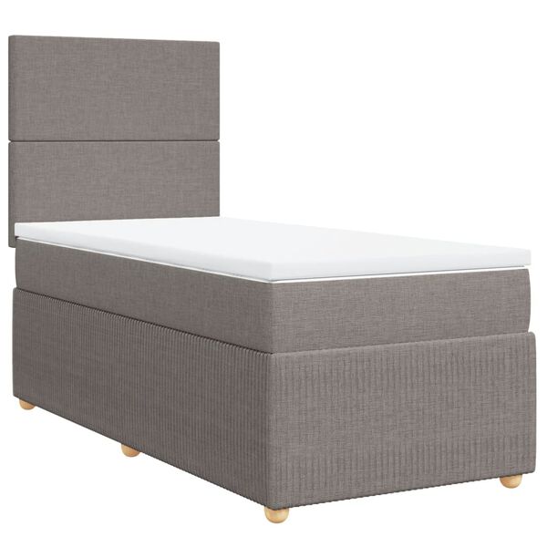 vidaXL Sommier &agrave; lattes de lit avec matelas Taupe 90x200 cm Tissu