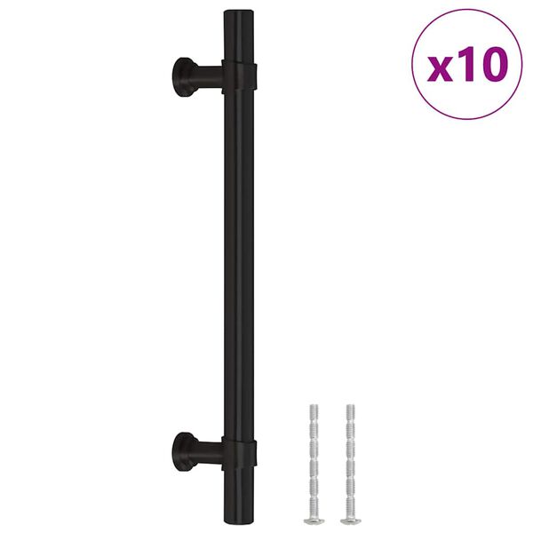 vidaXL Poign&eacute;es d'armoire 10 pcs noir 128 mm acier inoxydable
