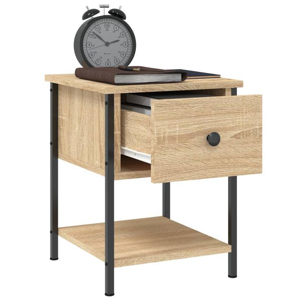 vidaXL Table de chevet ch&ecirc;ne sonoma 34x35,5x45 cm bois d'ing&eacute;nierie