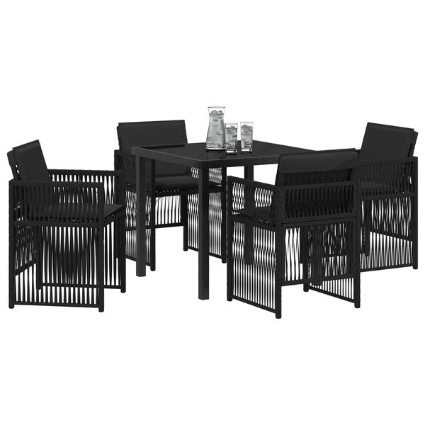 vidaXL Ensemble de salle &agrave; manger pour jardin 5 pcs Noir