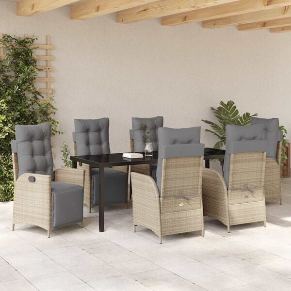 vidaXL Ensemble de salle &agrave; manger pour jardin 7 pcs Beige polyrotin