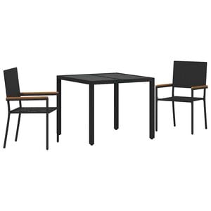 vidaXL Ensemble de salle &agrave; manger pour jardin 3 pcs Noir polyrotin