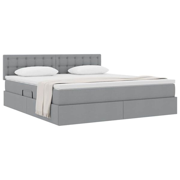 vidaXL Lit avec rangement et matelas Gris clair 160 x 200 cm