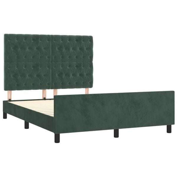 vidaXL Cadre de lit sans matelas vert fonc&eacute; 140x200 cm velours