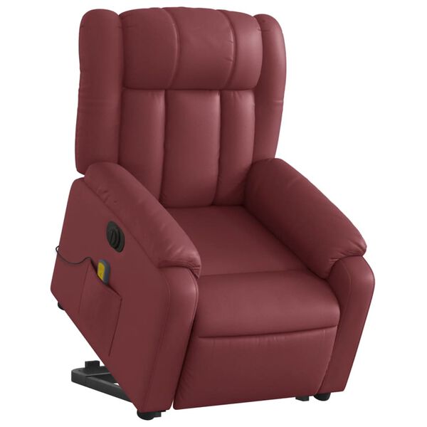 vidaXL Fauteuil inclinable de massage &eacute;lectrique rouge bordeaux
