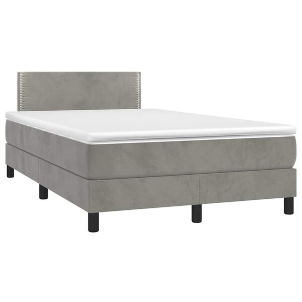 vidaXL Sommier &agrave; lattes de lit avec matelas LED gris clair 120x190 cm
