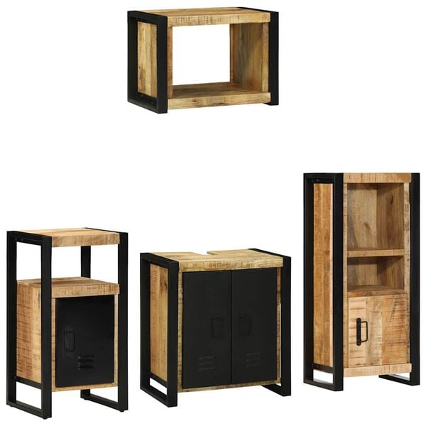 vidaXL Ensemble de mobilier de salle de bain avec &eacute;tag&egrave;re 4 pcs