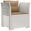 vidaXL Fauteuil 1 place avec coussins look rotin PP Blanc