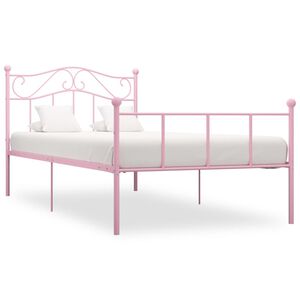 vidaXL Cadre de lit sans matelas rose m&eacute;tal 90x200 cm