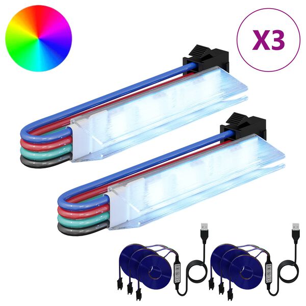 vidaXL Bande LED 2 pcs Noir et Multicolore 1745 mm Cuivre et plastique