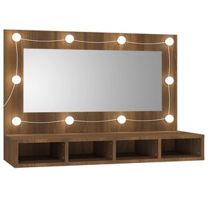 vidaXL Armoire &agrave; miroir avec LED Ch&ecirc;ne marron 90x31,5x62 cm
