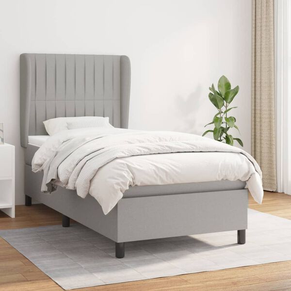vidaXL Sommier &agrave; lattes de lit avec matelas Gris clair 80x200 cm Tissu
