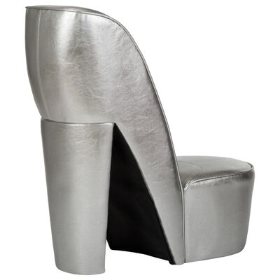 vidaXL Chaise en forme de chaussure à talon haut Argenté Similicuir