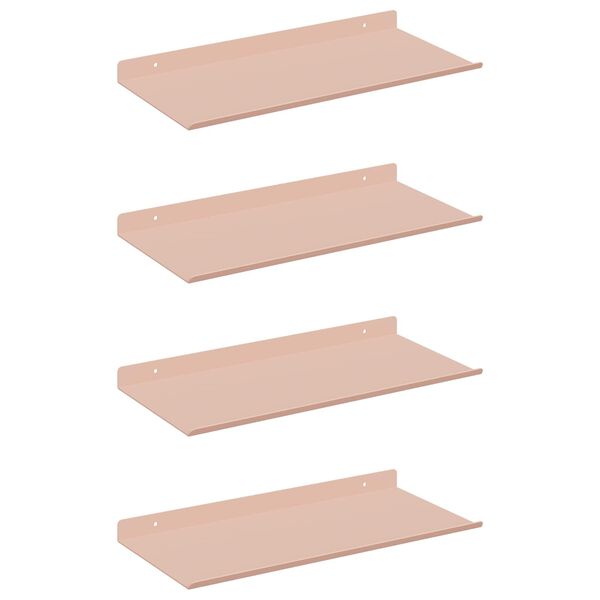 vidaXL &Eacute;tag&egrave;re flottante 4 pcs Rose 40 x 18 x 2,5 cm Acier