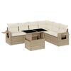 vidaXL Salon de jardin avec coussins 7 pcs beige r&eacute;sine tress&eacute;e
