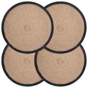 vidaXL Placemets en jute 4 pc Naturel et noir 100 % jute Tossa