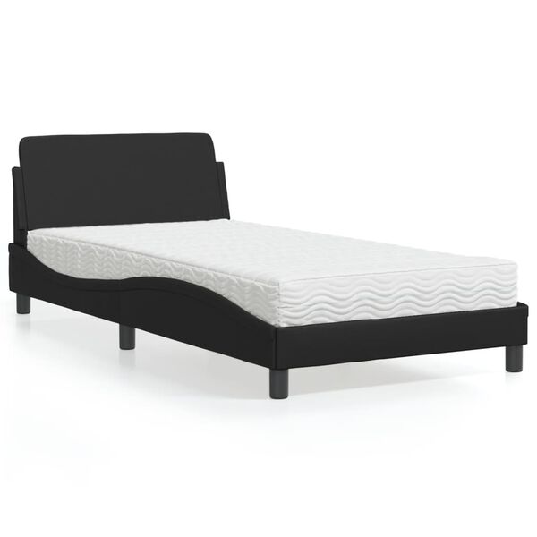 vidaXL Lit avec matelas Dover noir 100x200 cm similicuir