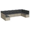 vidaXL Salon de jardin avec coussins 10 pcs gris clair r&eacute;sine tress&eacute;e