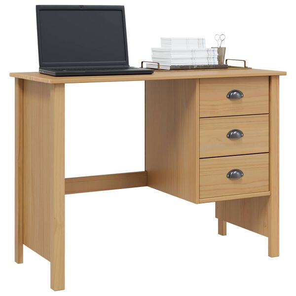 vidaXL Bureau avec tiroirs Hill Marron miel 100 x 45 x 74 cm