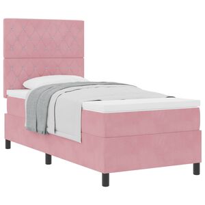 vidaXL Lit &agrave; ressorts avec matelas Rose 90 x 190 cm tissu