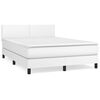 vidaXL Sommier &agrave; lattes de lit avec matelas Blanc 140x200cm Similicuir