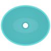 vidaXL Lavabo ovale de luxe Vert clair mat 40x33 cm C&eacute;ramique