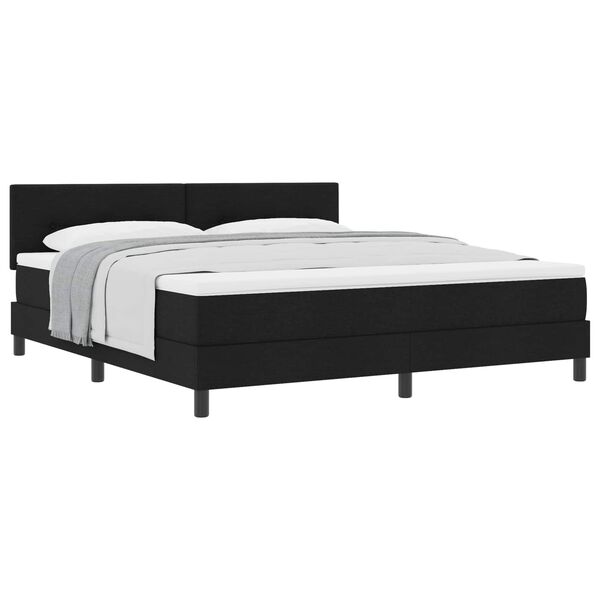 vidaXL Lit &agrave; ressorts avec matelas Noir 180 x 200 cm tissu