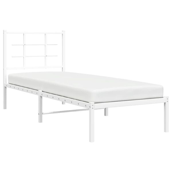 vidaXL Cadre de lit métal sans matelas avec tête de lit blanc 75x190cm