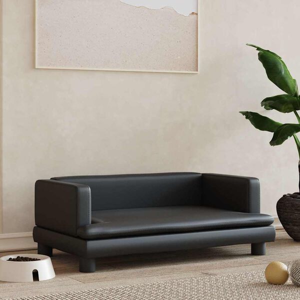 vidaXL Lit pour chien noir 80x45x30 cm similicuir