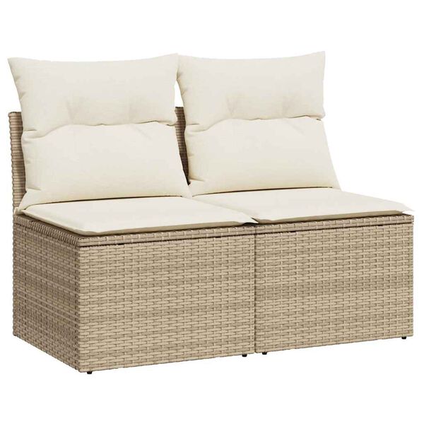 vidaXL Salon de jardin avec coussins 2 pcs beige r&eacute;sine tress&eacute;e acacia