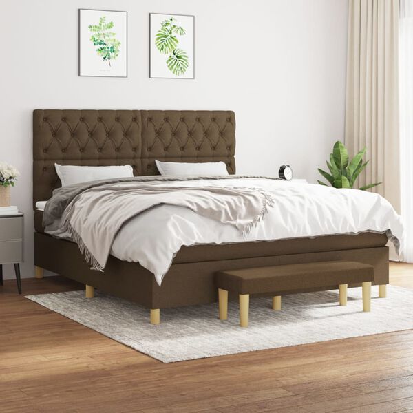 vidaXL Sommier &agrave; lattes de lit avec matelas Marron fonc&eacute; 160x200 cm