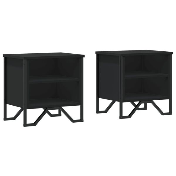 vidaXL Tables de chevet 2 pcs noir 40x30x40 cm bois d'ing&eacute;nierie