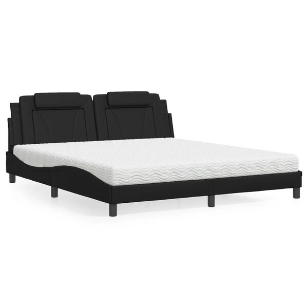 vidaXL Lit Viana avec matelas noir 180x200 cm similicuir