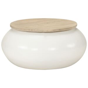 vidaXL Table basse blanc 51x51x27 cm bois de manguier massif