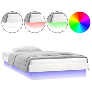 vidaXL Cadre de lit &agrave; LED sans matelas blanc 100x200 cm bois massif