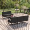 vidaXL Salon de jardin 6 pcs avec coussins r&eacute;sine tress&eacute;e noir