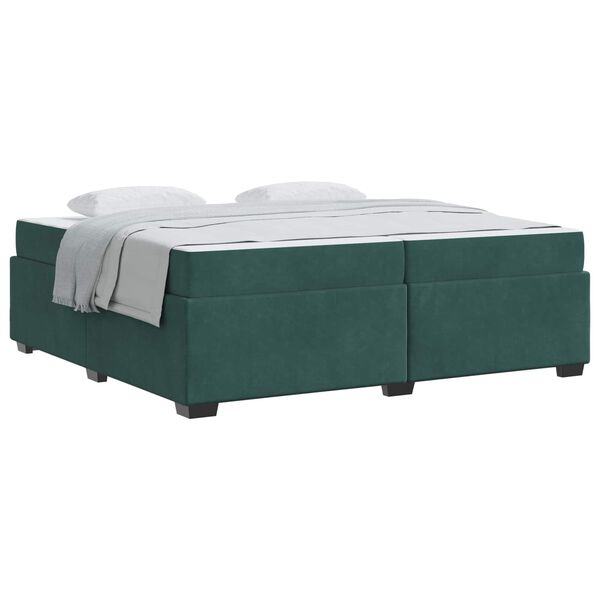 vidaXL Cadre de lit avec matelas Vert fonc&eacute; 200 x 200 cm tissu