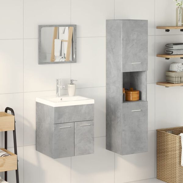 vidaXL Ensemble de meubles de salle de bain 3 pcs gris b&eacute;ton