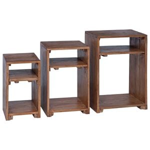 vidaXL Table d'Accent 3 pcs Marron Bois de Mahogany Massif