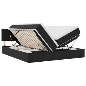 vidaXL Lit de Rangement avec matelas avec t&ecirc;te de lit Noir 90 x 200 cm