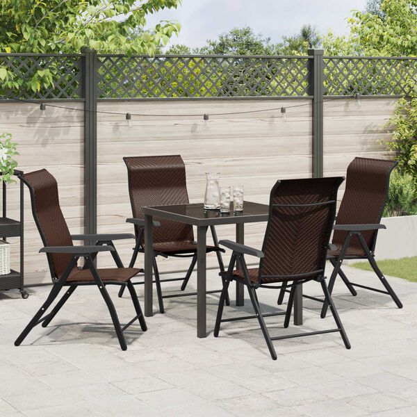 vidaXL Ensemble de salle à manger pour jardin 5 pcs Marron Poly rotin