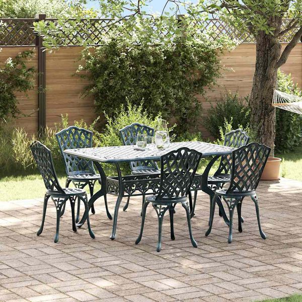 vidaXL Ensemble de salle &agrave; manger pour jardin 7 pcs Vert Aluminium