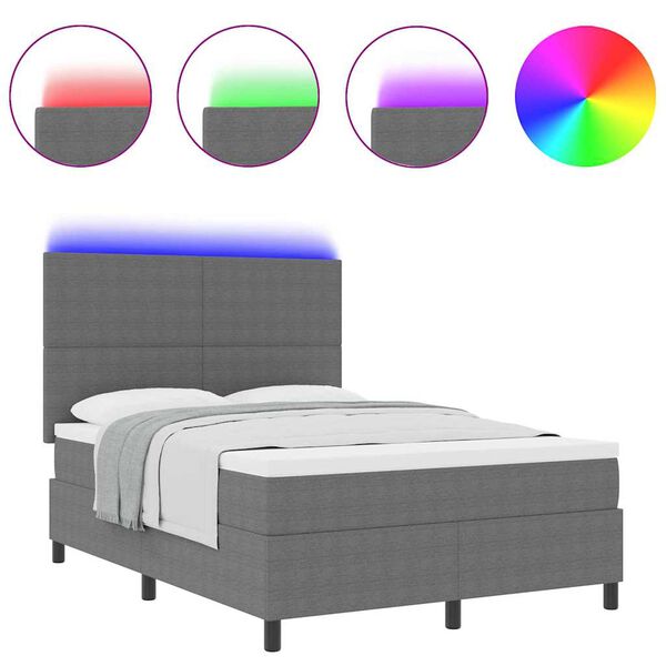 vidaXL Lit &agrave; ressorts Gris clair et blanc 203 x 144 x 128 cm